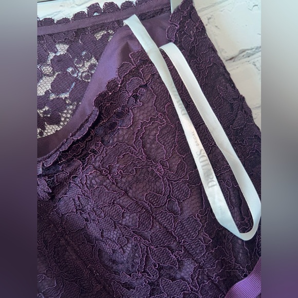 David’s Bridal Dark Purple Floral polyester long formal dress size 0 - Picture 12 of 16